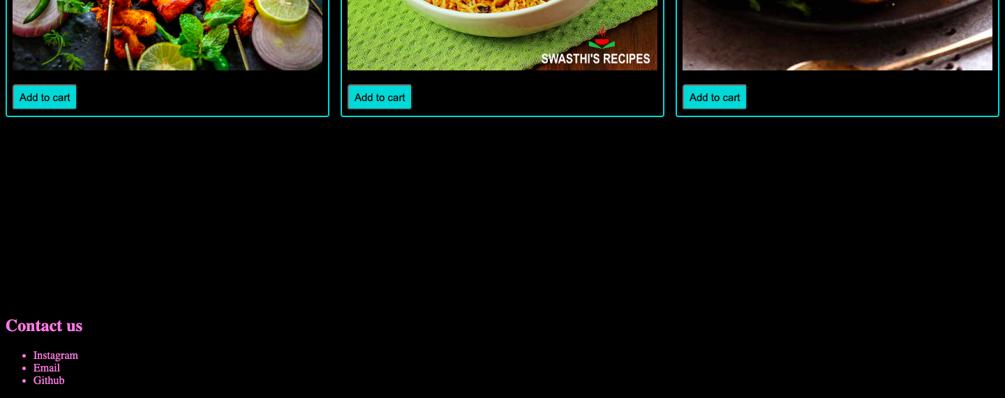 Picture of restaurant home page.